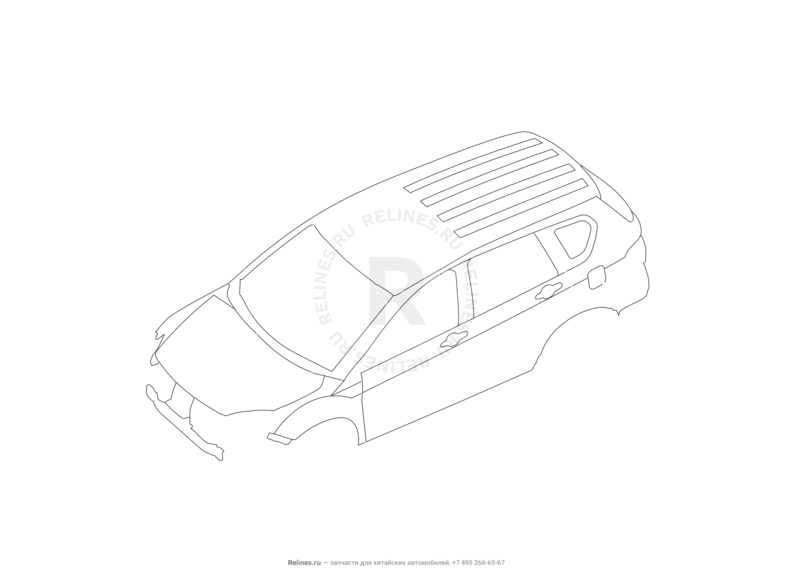 Запчасти Great Wall Hover H6 Поколение I (2011) 2.0л, дизель, 4x2, МКПП — Кузов (1) — схема
