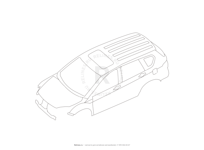 Запчасти Great Wall Hover H6 Поколение I (2011) 2.0л, дизель, 4x2, МКПП — Кузов (4) — схема
