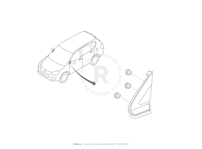 Запчасти Great Wall Hover H6 Поколение I (2011) 2.0л, дизель, 4x2, МКПП — Молдинги дверей — схема