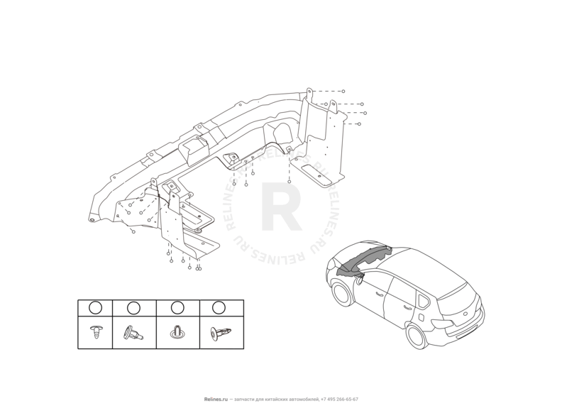 Запчасти Great Wall Hover H6 Поколение I (2011) 2.0л, дизель, 4x2, МКПП — Пыльники и защита моторного отсека (1) — схема