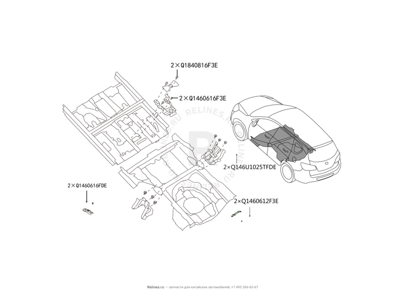 Запчасти Great Wall Hover H6 Поколение I (2011) 1.5л, бензин, 4x2, МКПП — Усилители порогов и панель пола — схема