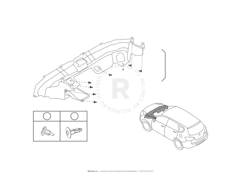 Запчасти Great Wall Hover H6 Поколение I (2011) 2.0л, дизель, 4x2, МКПП — Пыльники и защита моторного отсека (3) — схема
