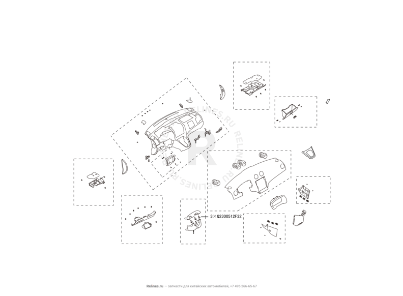 Запчасти Great Wall Hover H6 Поколение I (2011) 2.0л, дизель, 4x2, МКПП — Передняя панель (торпедо) (5) — схема