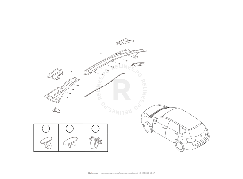 Запчасти Great Wall Hover H6 Поколение I (2011) 2.0л, дизель, 4x2, МКПП — Панель дефлектора, накладка панели стеклоочистителя и накладка вентиляционная передняя — схема