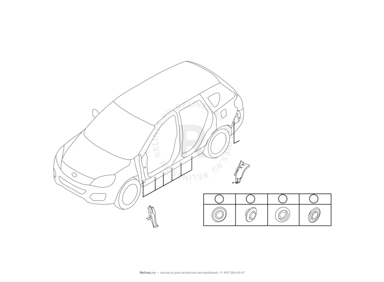 Запчасти Great Wall Hover H6 Поколение I (2011) 1.5л, бензин, 4x4, МКПП — Заглушки резиновые, защитные пленки — схема