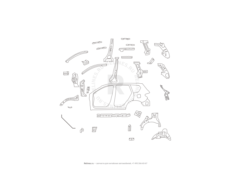 Запчасти Great Wall Hover H6 Поколение I (2011) 2.0л, дизель, 4x2, МКПП — Боковины (2) — схема