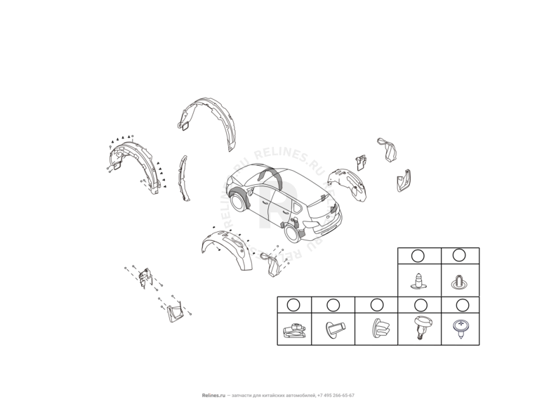 Запчасти Great Wall Hover H6 Поколение I (2011) 2.0л, дизель, 4x2, МКПП — Подкрылки и брызговики — схема