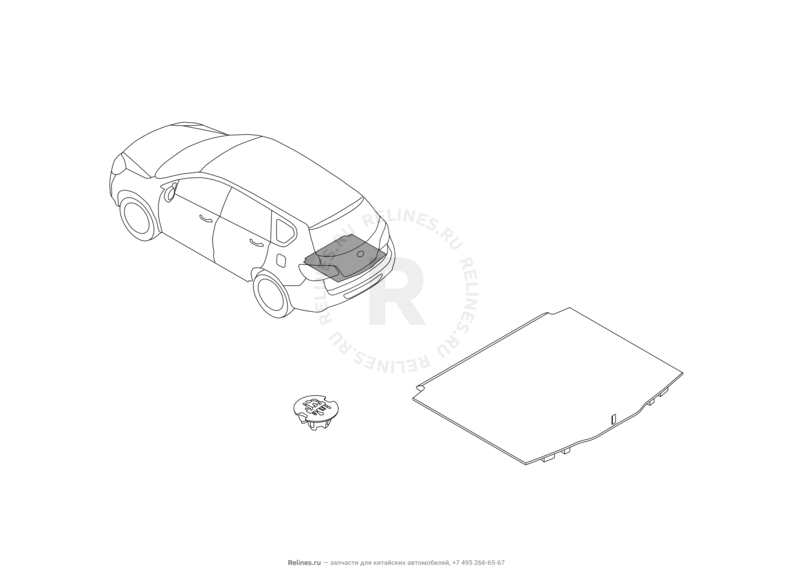 Запчасти Great Wall Hover H6 Поколение I (2011) 1.5л, бензин, 4x4, МКПП — Пол багажника (2) — схема