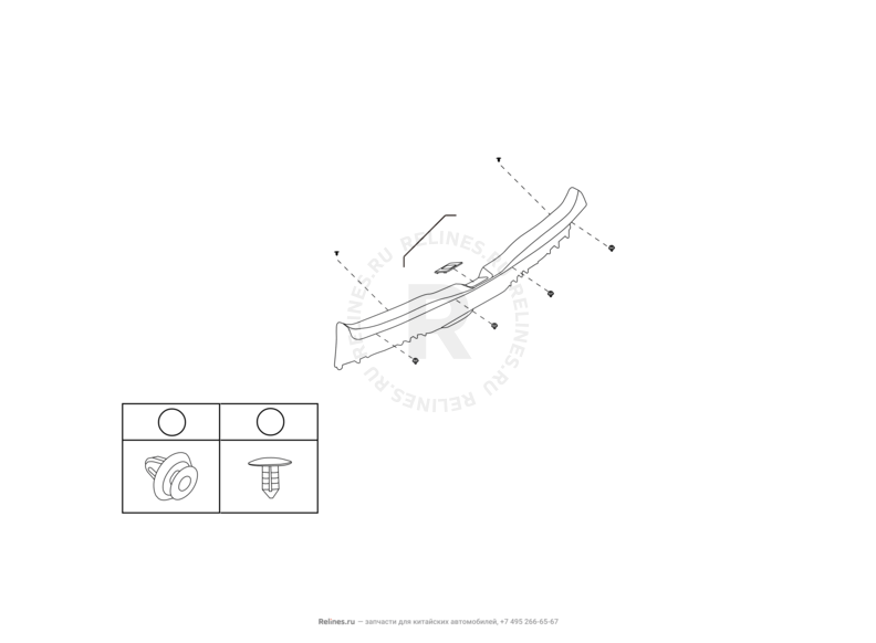 Запчасти Great Wall Hover H6 Поколение I (2011) 2.0л, дизель, 4x2, МКПП — Шторка и накладка порога багажника (3) — схема