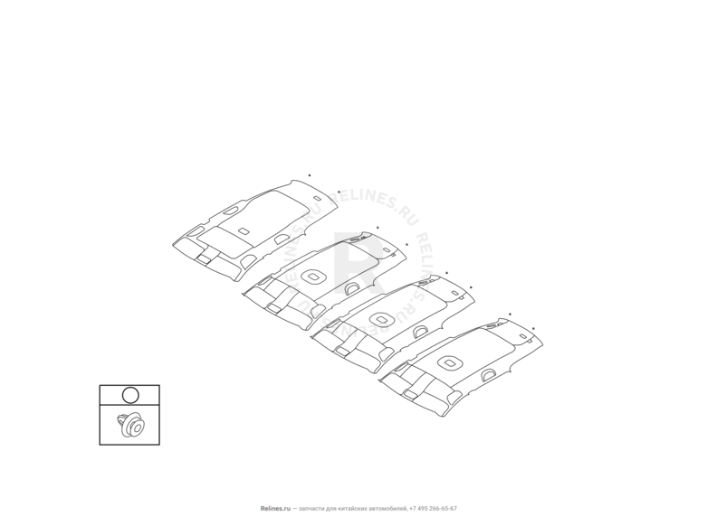 Запчасти Great Wall Hover H6 Поколение I (2011) 2.0л, дизель, 4x2, МКПП — Обшивка и комплектующие крыши (потолка) (2) — схема