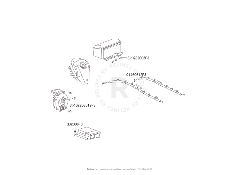 Запчасти Great Wall Hover H6 Поколение I (2011) 1.5л, бензин, 4x4, МКПП — Подушки безопасности (5) — схема