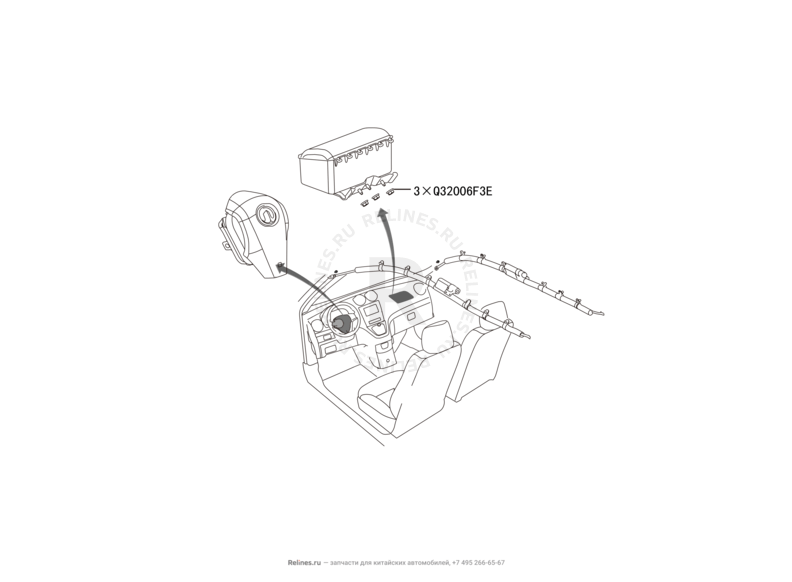 Запчасти Great Wall Hover H6 Поколение I (2011) 2.0л, дизель, 4x2, МКПП — Подушки безопасности (8) — схема