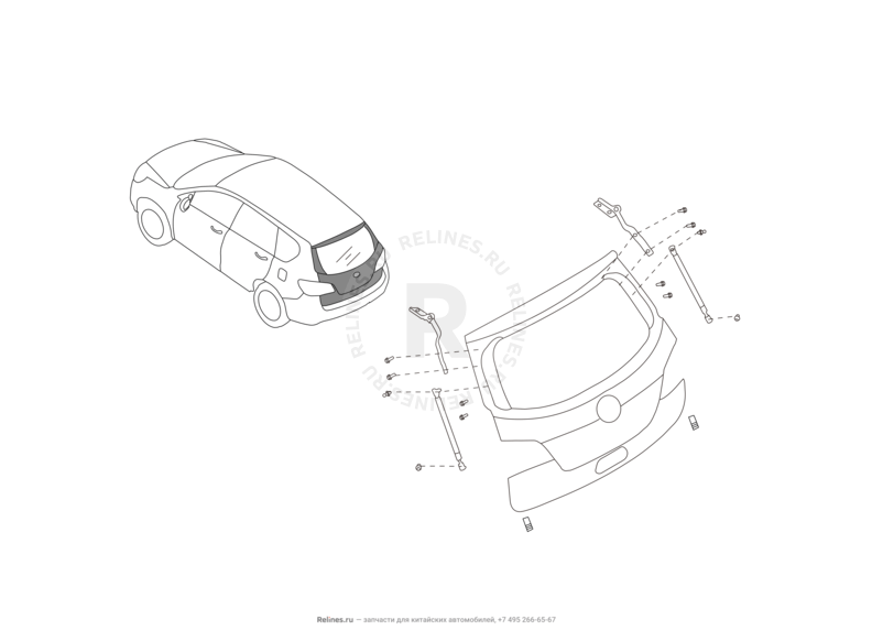 Запчасти Great Wall Hover H6 Поколение I (2011) 2.0л, дизель, 4x2, МКПП — Дверь багажника — схема