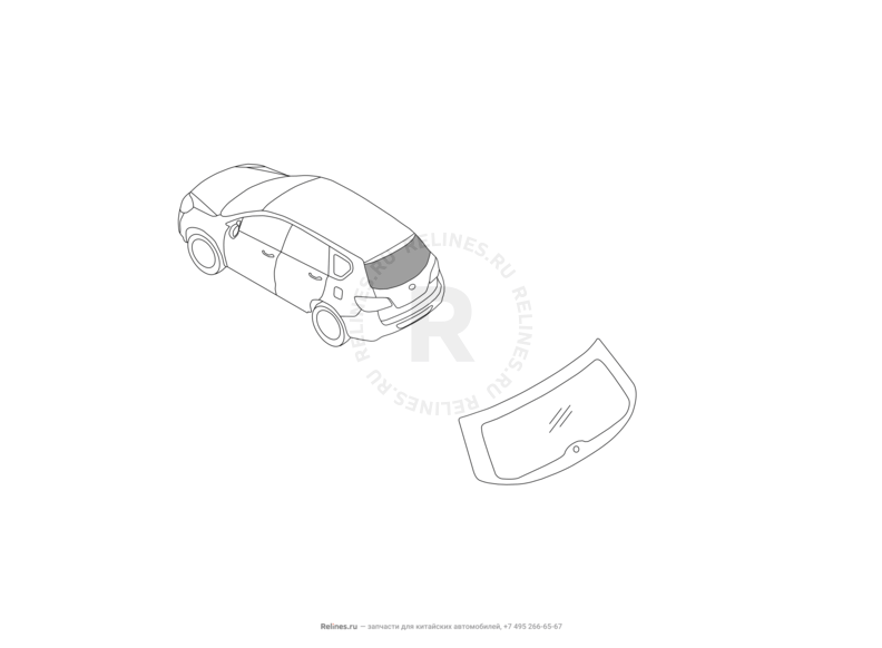 Запчасти Great Wall Hover H6 Поколение I (2011) 1.5л, бензин, 4x2, МКПП — Стекло 5-й двери (багажника) (2) — схема