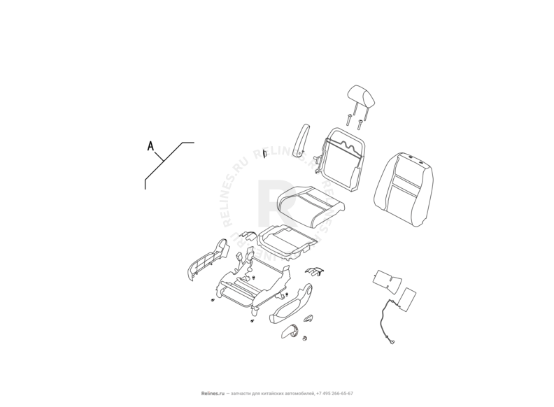 Запчасти Great Wall Hover H6 Поколение I (2011) 2.0л, дизель, 4x2, МКПП — Сиденье переднее левое, механизмы регулировки и ремень безопасности (6) — схема