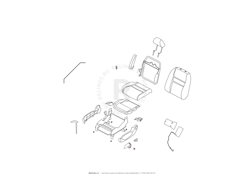 Запчасти Great Wall Hover H6 Поколение I (2011) 2.0л, дизель, 4x2, МКПП — Сиденье переднее левое, механизмы регулировки и ремень безопасности (7) — схема