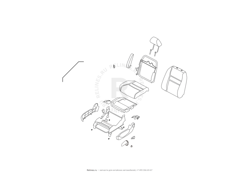 Запчасти Great Wall Hover H6 Поколение I (2011) 1.5л, бензин, 4x2, МКПП — Сиденье переднее левое, механизмы регулировки и ремень безопасности (8) — схема