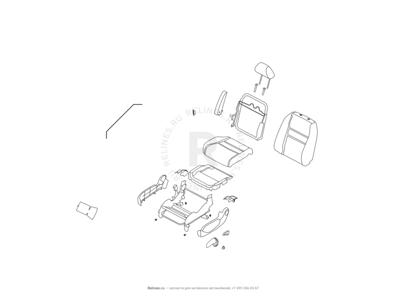 Запчасти Great Wall Hover H6 Поколение I (2011) 2.0л, дизель, 4x2, МКПП — Сиденье переднее левое, механизмы регулировки и ремень безопасности (10) — схема