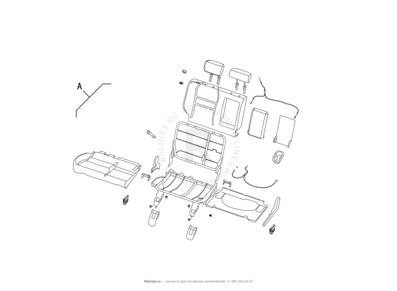 Запчасти Great Wall Hover H6 Поколение I (2011) 2.0л, дизель, 4x2, МКПП — Заднее сиденье (7) — схема