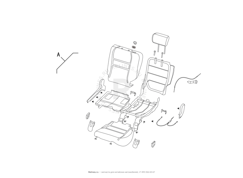 Запчасти Great Wall Hover H6 Поколение I (2011) 2.0л, дизель, 4x2, МКПП — Заднее сиденье (8) — схема