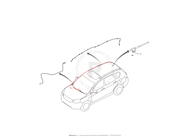 Запчасти Great Wall Hover H6 Поколение I (2011) 1.5л, бензин, 4x4, МКПП — Антенна — схема