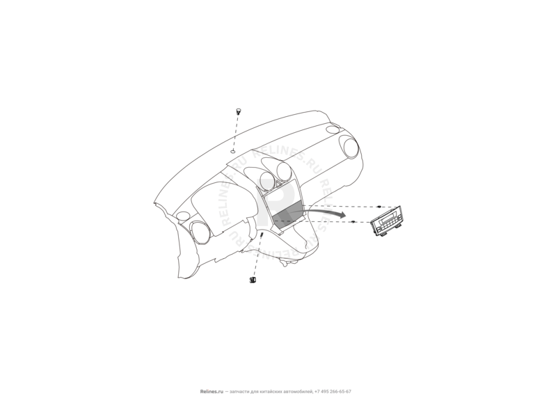 Запчасти Great Wall Hover H6 Поколение I (2011) 2.0л, дизель, 4x2, МКПП — Датчик температуры окружающей среды (внутренний) и блок управления кондиционером (1) — схема