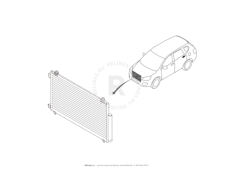 Запчасти Great Wall Hover H6 Поколение I (2011) 2.0л, дизель, 4x2, МКПП — Радиатор кондиционера — схема