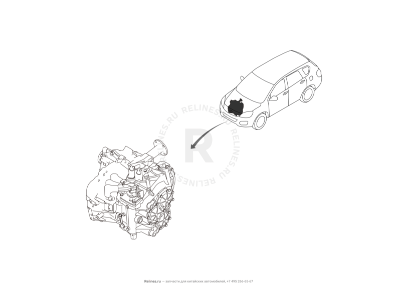 Запчасти Great Wall Hover H6 Поколение I (2011) 2.0л, дизель, 4х4, МКПП — Трансмиссия (коробка переключения передач, КПП) — схема