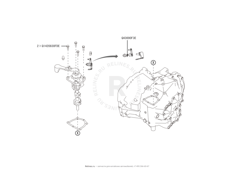 Запчасти Great Wall Hover H6 Поколение I (2011) 2.0л, дизель, 4х4, МКПП — Система переключения передач — схема