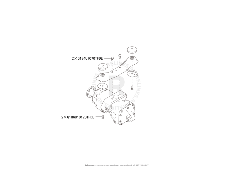 Кронштейн крепления редуктора и прокладка Great Wall Hover H6 — схема