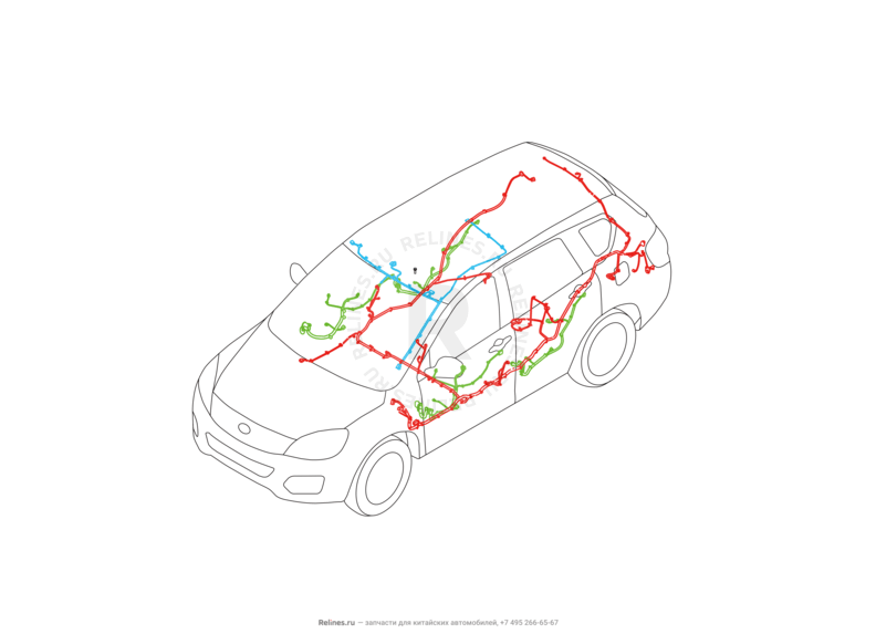Запчасти Great Wall Hover H6 Поколение I (2011) 2.0л, дизель, 4х4, МКПП — Проводка кузова (1) — схема