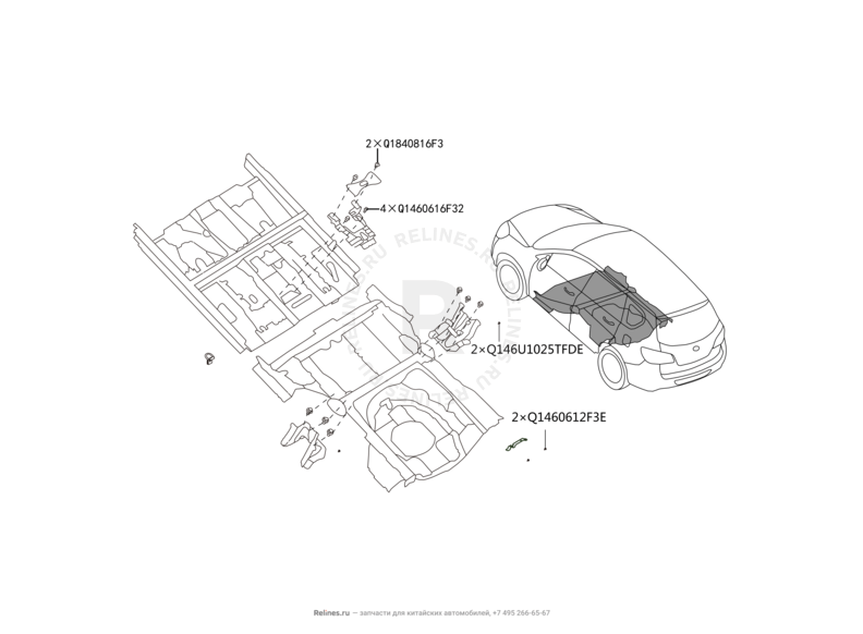 Запчасти Great Wall Hover H6 Поколение I (2011) 2.0л, дизель, 4х4, МКПП — Усилители порогов и панель пола (3) — схема