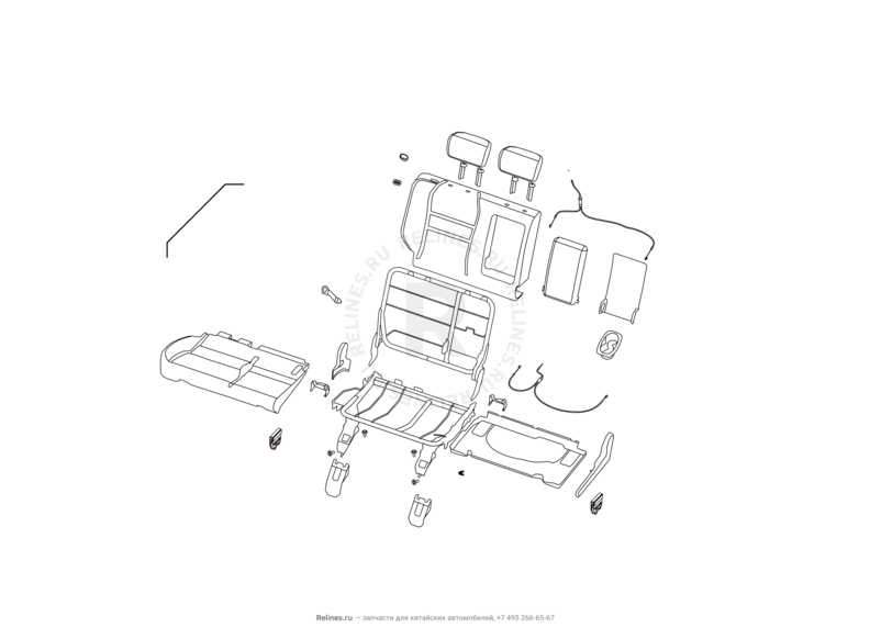 Запчасти Great Wall Hover H6 Поколение I (2011) 2.0л, дизель, 4х4, МКПП — Заднее сиденье (9) — схема