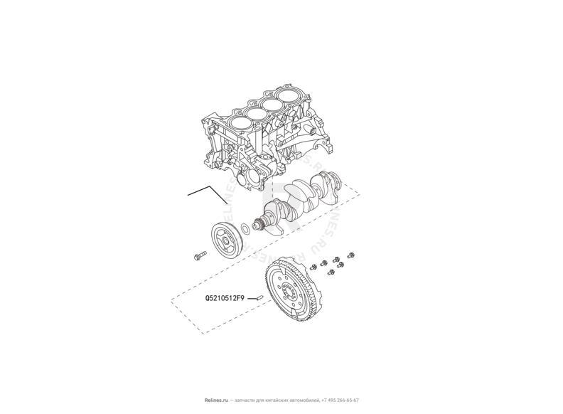 Запчасти Great Wall Hover H6 Поколение I (2011) 1.5л, бензин, 4x4, МКПП — Коленчатый вал и маховик — схема
