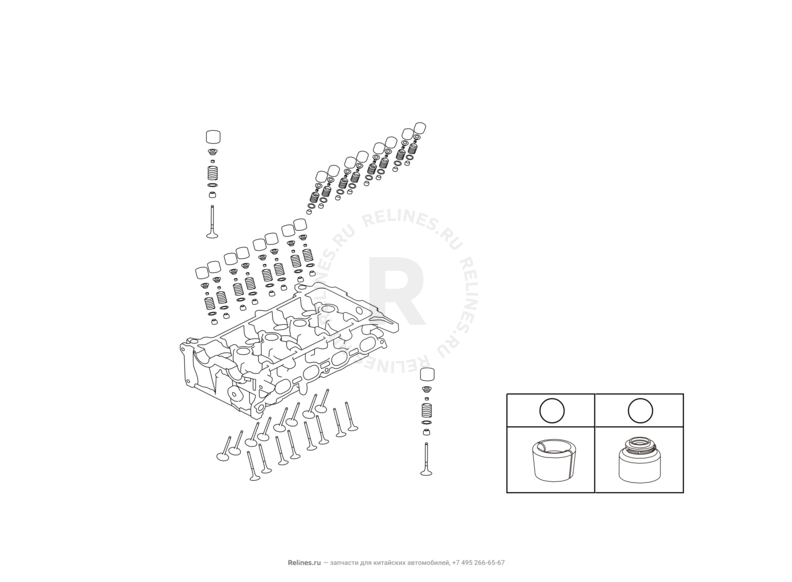 Блок клапанов двигателя и привод ГРМ Great Wall Hover H6 — схема
