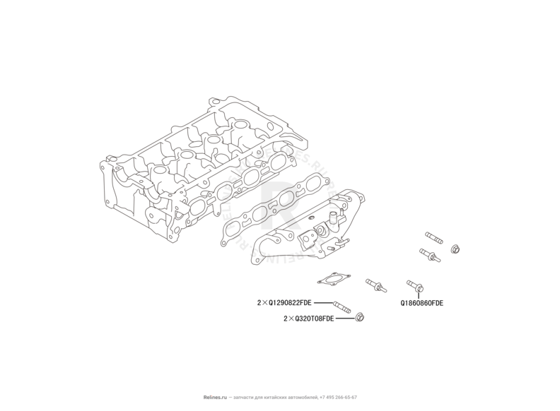 Впускной коллектор и прокладки Great Wall Hover H6 — схема