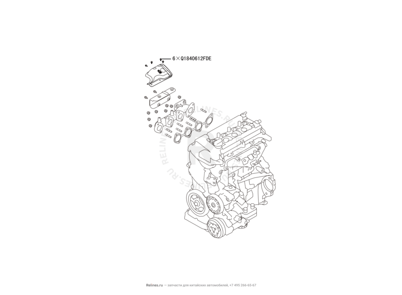 Запчасти Great Wall Hover H6 Поколение I (2011) 1.5л, бензин, 4x2, МКПП — Выпускной коллектор — схема