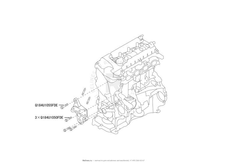Кронштейны подушек двигателя Haval H2 — схема