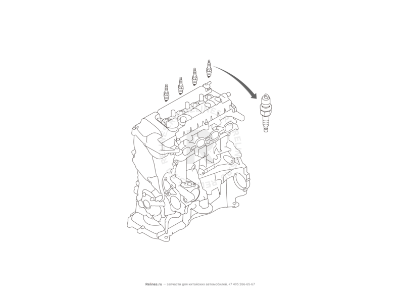 Запчасти Great Wall Hover H6 Поколение I (2011) 1.5л, бензин, 4x4, МКПП — Свеча зажигания — схема