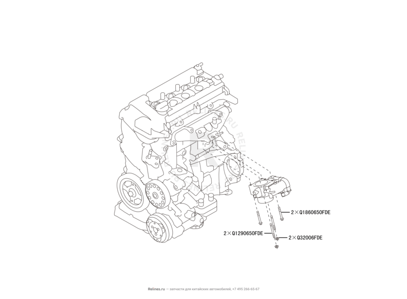 Запчасти Great Wall Hover H6 Поколение I (2011) 1.5л, бензин, 4x2, МКПП — Дроссельная заслонка — схема