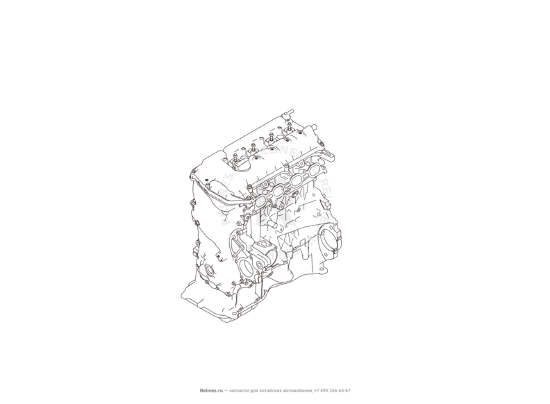 Запчасти Great Wall Hover H6 Поколение I (2011) 1.5л, бензин, 4x2, МКПП — Двигатель в сборе, без навесного оборудования — схема