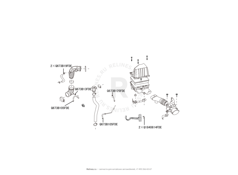 Запчасти Great Wall Hover H6 Поколение I (2011) 1.5л, бензин, 4x2, МКПП — Воздушный фильтр и корпус — схема