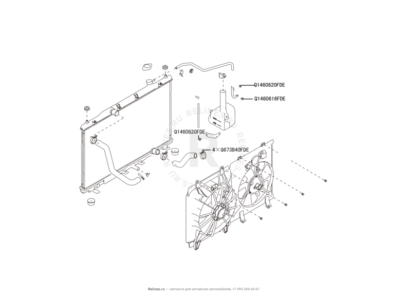 Запчасти Great Wall Hover H6 Поколение I (2011) 1.5л, бензин, 4x2, МКПП — Система охлаждения — схема