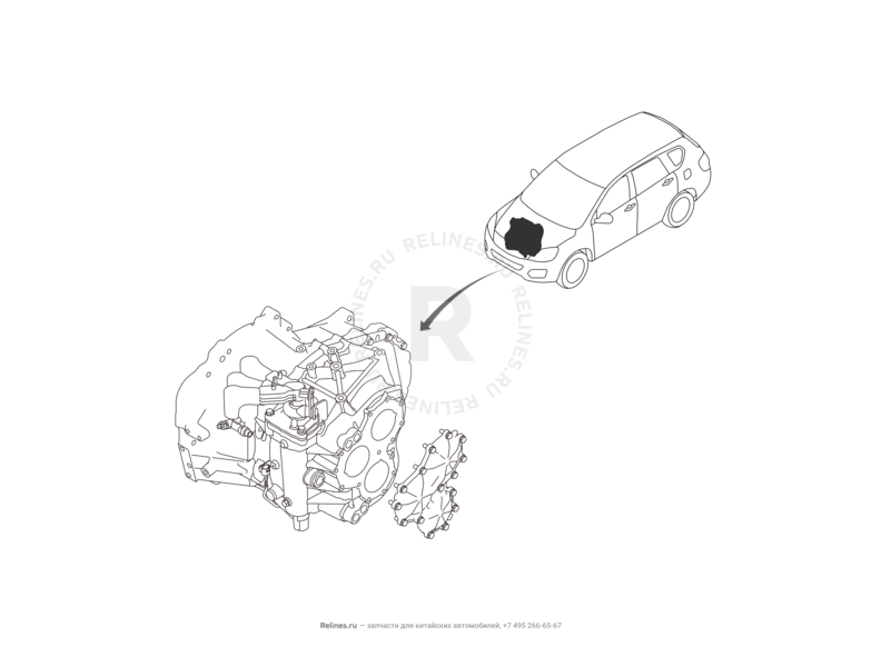Запчасти Great Wall Hover H6 Поколение I (2011) 1.5л, бензин, 4x2, МКПП — Крышка КПП задняя — схема