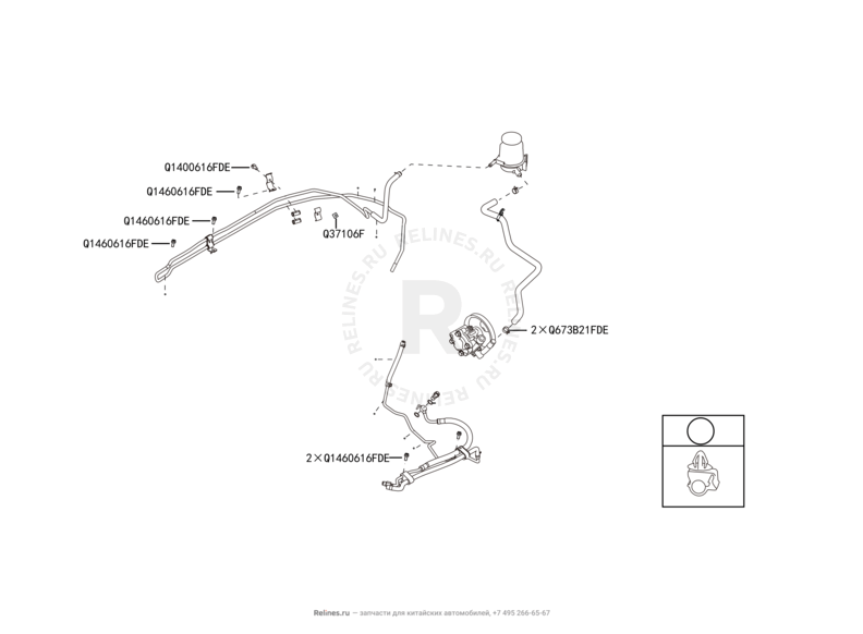 Бачок, трубка и насос гидроусилителя (ГУР) Great Wall Hover H6 — схема