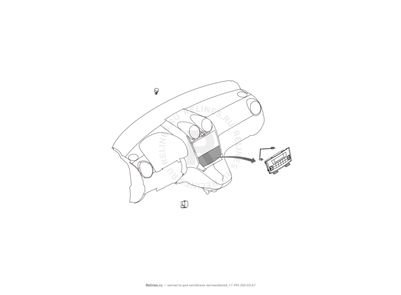 Запчасти Great Wall Hover H6 Поколение I (2011) 1.5л, бензин, 4x2, МКПП — Датчик температуры окружающей среды (внутренний) и блок управления кондиционером (3) — схема