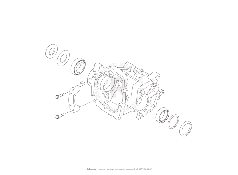 Запчасти Great Wall Hover H6 Поколение I (2011) 1.5л, бензин, 4x4, МКПП — Раздаточная коробка (5) — схема