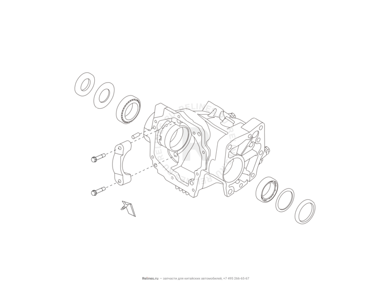 Запчасти Great Wall Hover H6 Поколение I (2011) 1.5л, бензин, 4x4, МКПП — Раздаточная коробка (3) — схема