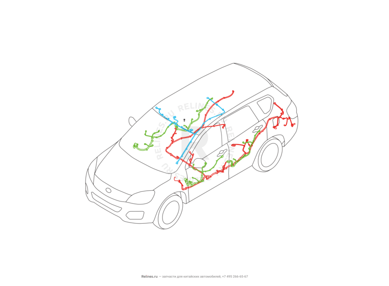 Запчасти Great Wall Hover H6 Поколение I (2011) 1.5л, бензин, 4x4, МКПП — Проводка кузова (1) — схема