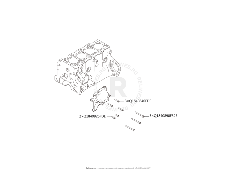 Запчасти Haval H6 Поколение II (2017) 2.0л, дизель, 4x2, МКПП — Кронштейн компрессора кондиционера — схема